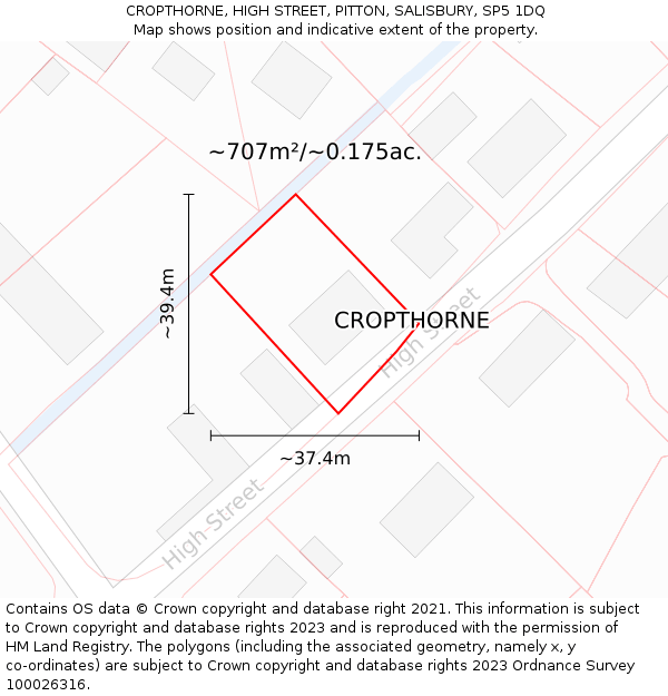 CROPTHORNE, HIGH STREET, PITTON, SALISBURY, SP5 1DQ: Plot and title map