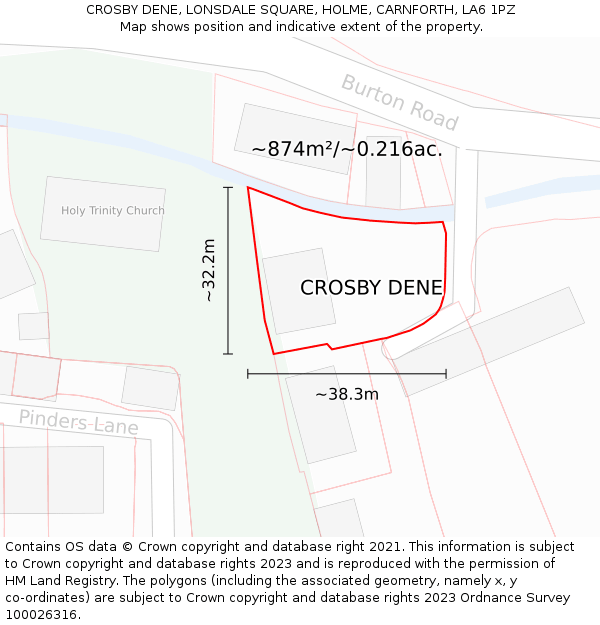 CROSBY DENE, LONSDALE SQUARE, HOLME, CARNFORTH, LA6 1PZ: Plot and title map