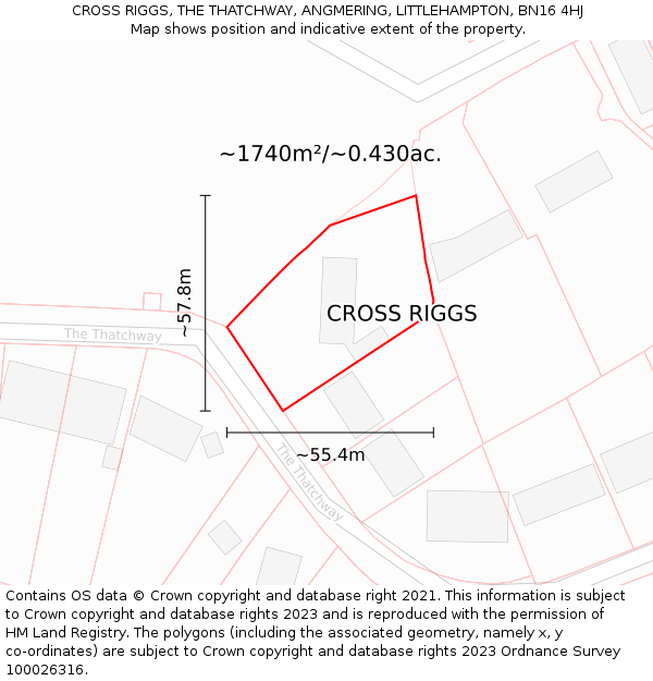 CROSS RIGGS, THE THATCHWAY, ANGMERING, LITTLEHAMPTON, BN16 4HJ: Plot and title map