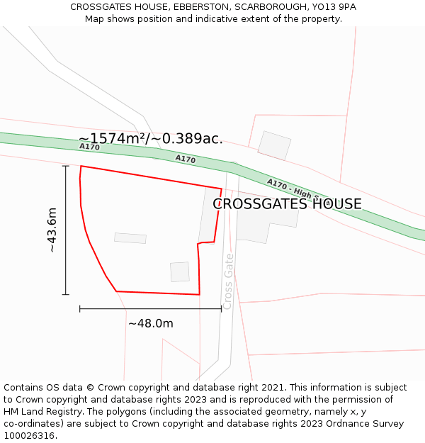 CROSSGATES HOUSE, EBBERSTON, SCARBOROUGH, YO13 9PA: Plot and title map