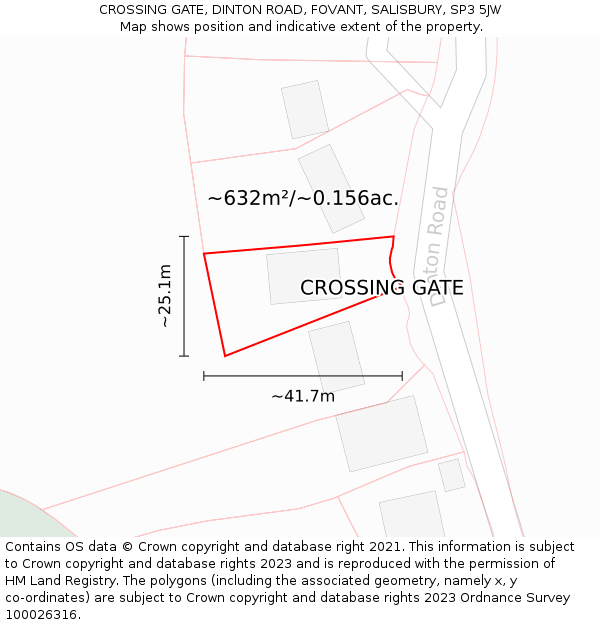 CROSSING GATE, DINTON ROAD, FOVANT, SALISBURY, SP3 5JW: Plot and title map
