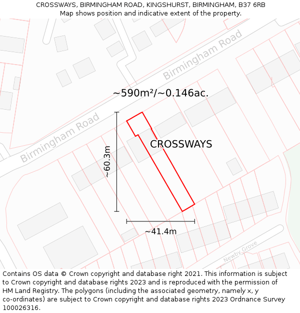CROSSWAYS, BIRMINGHAM ROAD, KINGSHURST, BIRMINGHAM, B37 6RB: Plot and title map