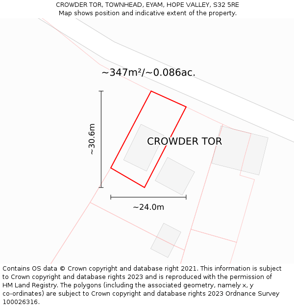 CROWDER TOR, TOWNHEAD, EYAM, HOPE VALLEY, S32 5RE: Plot and title map