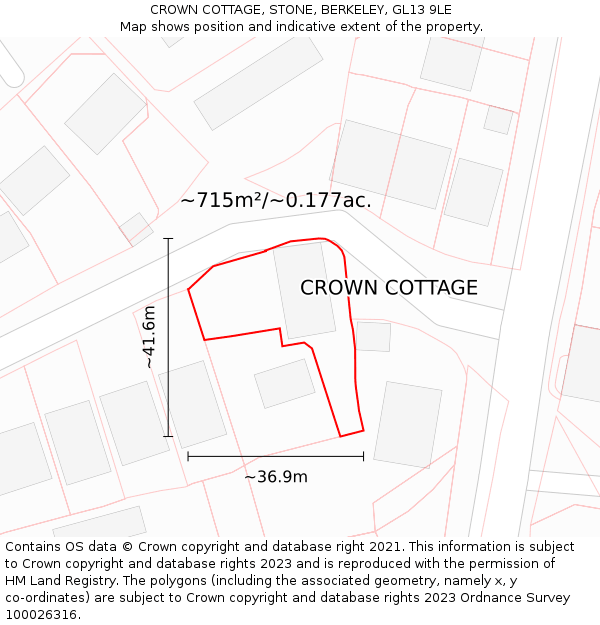 CROWN COTTAGE, STONE, BERKELEY, GL13 9LE: Plot and title map