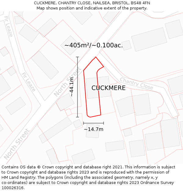 CUCKMERE, CHANTRY CLOSE, NAILSEA, BRISTOL, BS48 4FN: Plot and title map