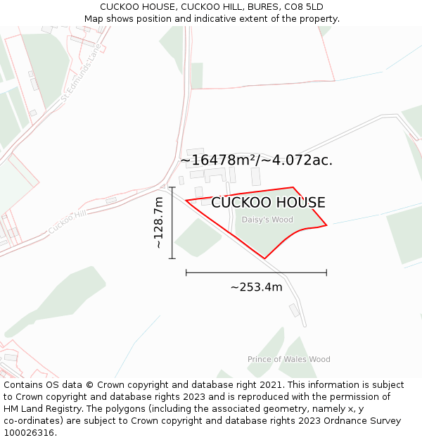CUCKOO HOUSE, CUCKOO HILL, BURES, CO8 5LD: Plot and title map
