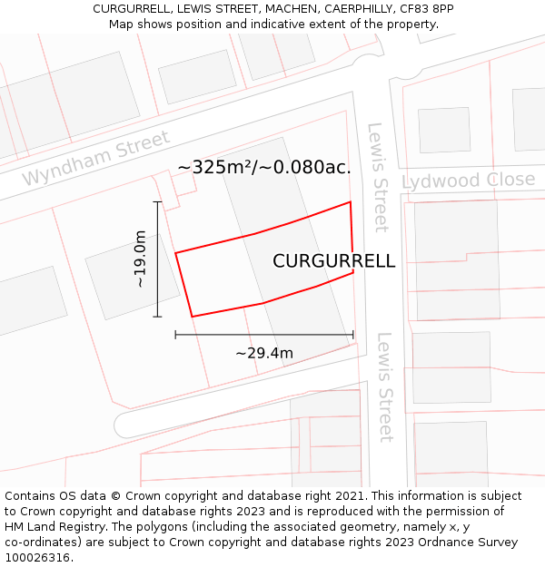 CURGURRELL, LEWIS STREET, MACHEN, CAERPHILLY, CF83 8PP: Plot and title map