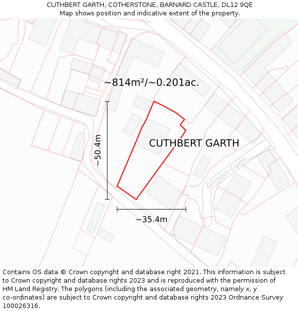 CUTHBERT GARTH, COTHERSTONE, BARNARD CASTLE, DL12 9QE: Plot and title map