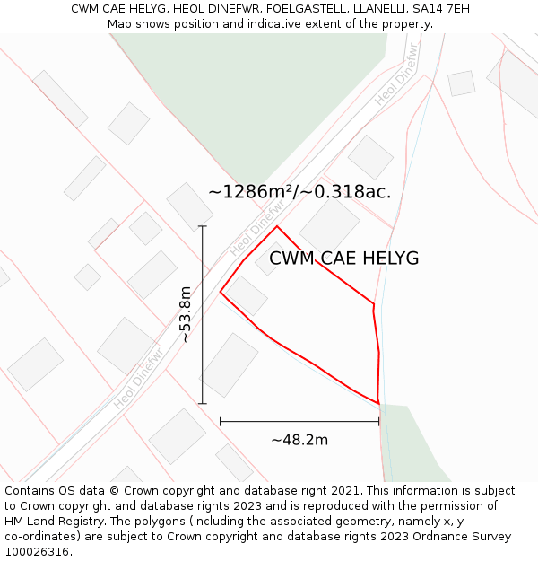 CWM CAE HELYG, HEOL DINEFWR, FOELGASTELL, LLANELLI, SA14 7EH: Plot and title map