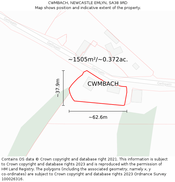CWMBACH, NEWCASTLE EMLYN, SA38 9RD: Plot and title map