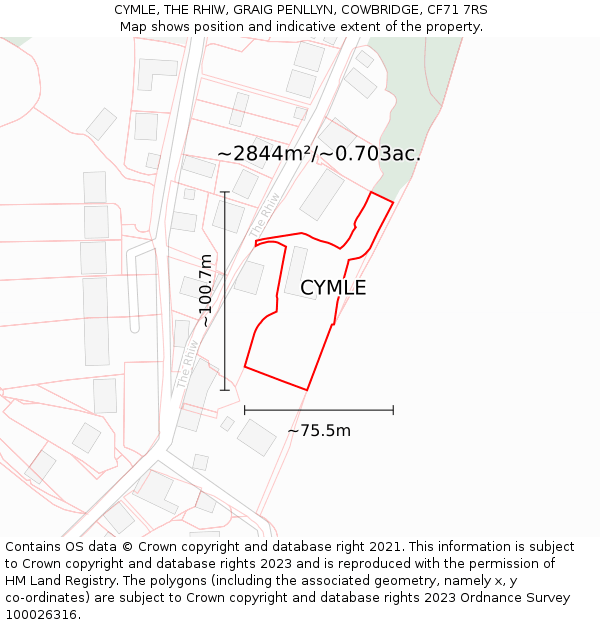 CYMLE, THE RHIW, GRAIG PENLLYN, COWBRIDGE, CF71 7RS: Plot and title map