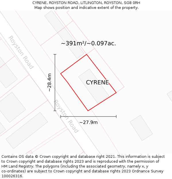 CYRENE, ROYSTON ROAD, LITLINGTON, ROYSTON, SG8 0RH: Plot and title map