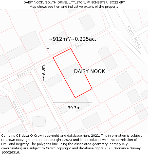 DAISY NOOK, SOUTH DRIVE, LITTLETON, WINCHESTER, SO22 6PY: Plot and title map