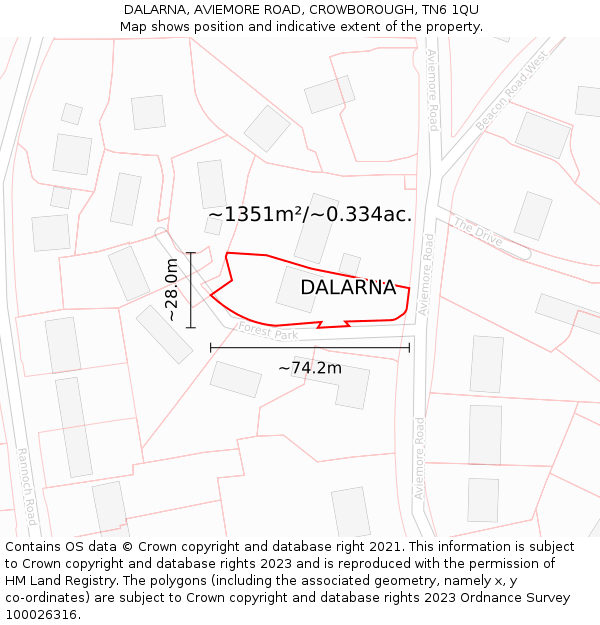 DALARNA, AVIEMORE ROAD, CROWBOROUGH, TN6 1QU: Plot and title map