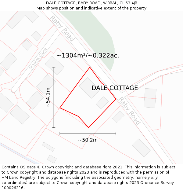 DALE COTTAGE, RABY ROAD, WIRRAL, CH63 4JR: Plot and title map