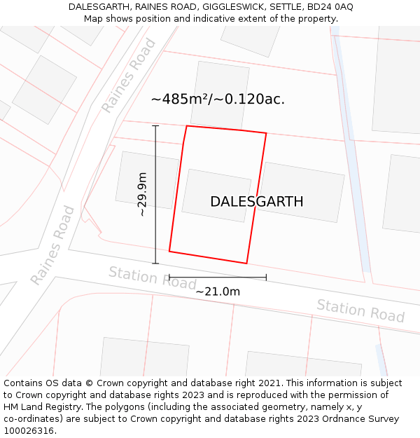 DALESGARTH, RAINES ROAD, GIGGLESWICK, SETTLE, BD24 0AQ: Plot and title map