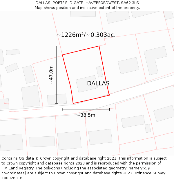 DALLAS, PORTFIELD GATE, HAVERFORDWEST, SA62 3LS: Plot and title map