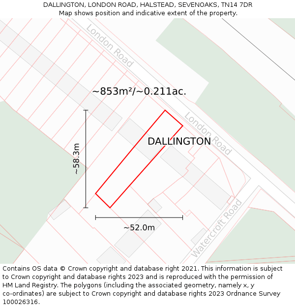 DALLINGTON, LONDON ROAD, HALSTEAD, SEVENOAKS, TN14 7DR: Plot and title map