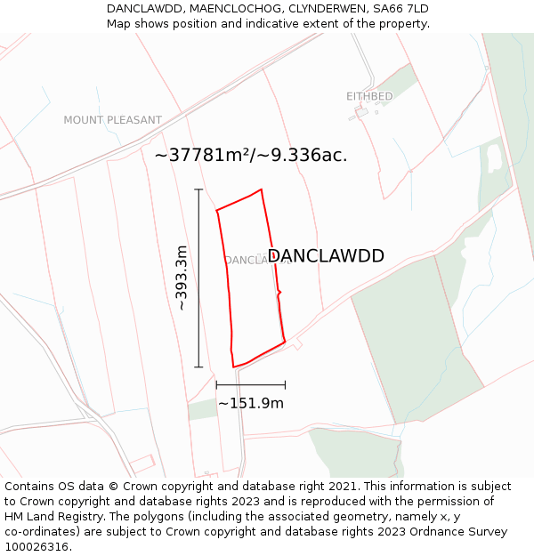 DANCLAWDD, MAENCLOCHOG, CLYNDERWEN, SA66 7LD: Plot and title map