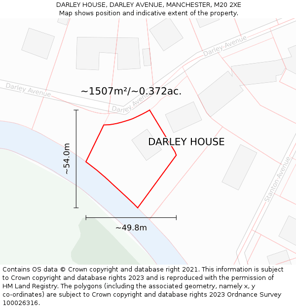 DARLEY HOUSE, DARLEY AVENUE, MANCHESTER, M20 2XE: Plot and title map