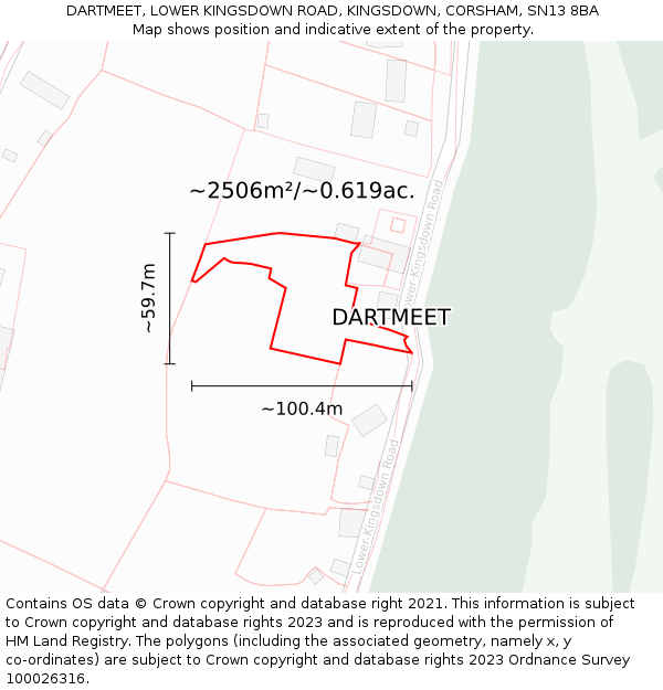 DARTMEET, LOWER KINGSDOWN ROAD, KINGSDOWN, CORSHAM, SN13 8BA: Plot and title map
