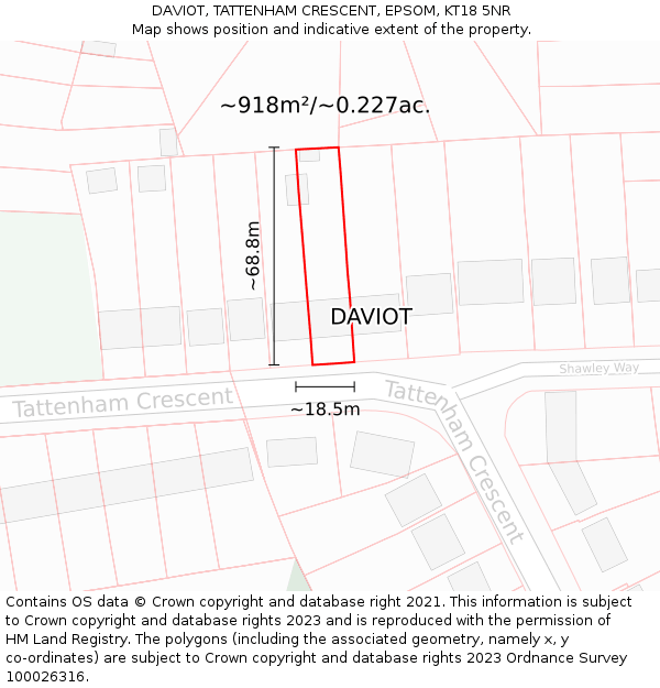 DAVIOT, TATTENHAM CRESCENT, EPSOM, KT18 5NR: Plot and title map