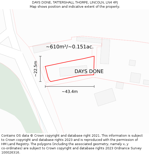 DAYS DONE, TATTERSHALL THORPE, LINCOLN, LN4 4PJ: Plot and title map