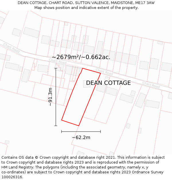 DEAN COTTAGE, CHART ROAD, SUTTON VALENCE, MAIDSTONE, ME17 3AW: Plot and title map