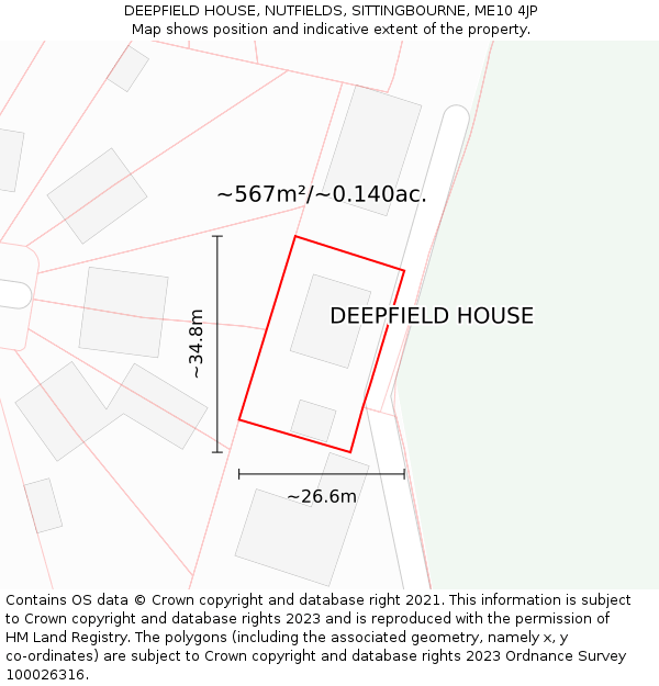 DEEPFIELD HOUSE, NUTFIELDS, SITTINGBOURNE, ME10 4JP: Plot and title map