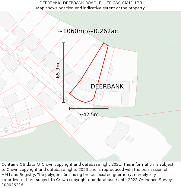 DEERBANK, DEERBANK ROAD, BILLERICAY, CM11 1BB: Plot and title map