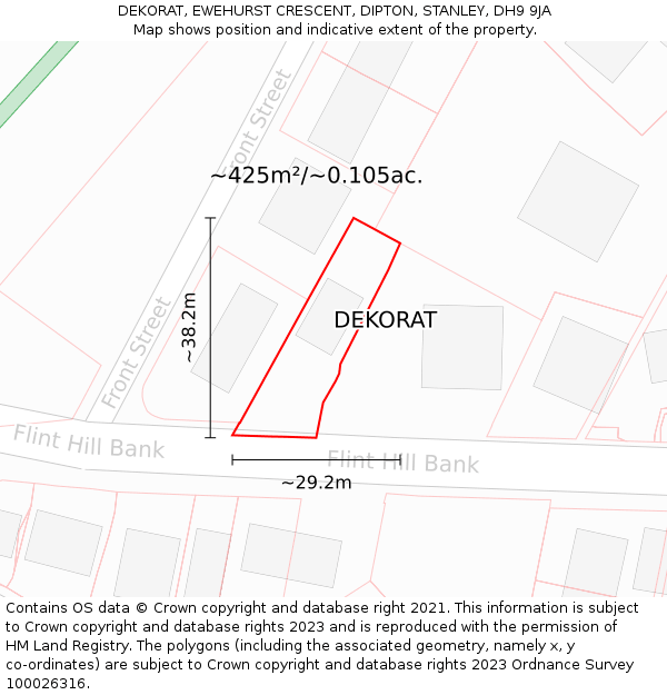 DEKORAT, EWEHURST CRESCENT, DIPTON, STANLEY, DH9 9JA: Plot and title map