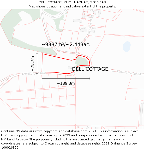 DELL COTTAGE, MUCH HADHAM, SG10 6AB: Plot and title map