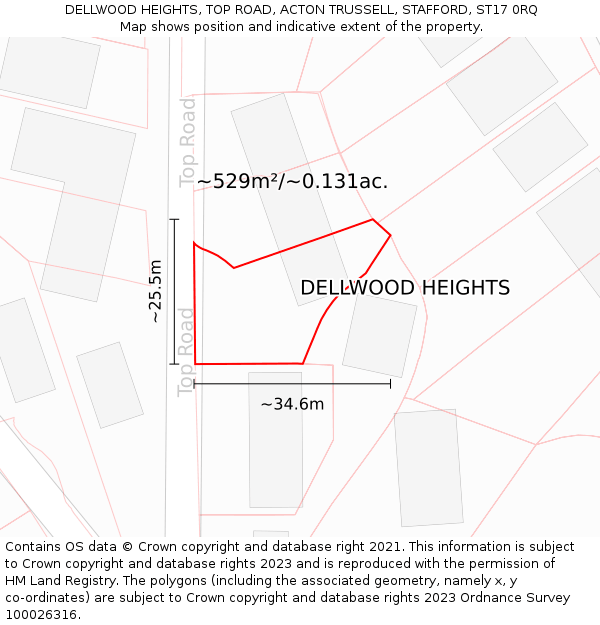 DELLWOOD HEIGHTS, TOP ROAD, ACTON TRUSSELL, STAFFORD, ST17 0RQ: Plot and title map