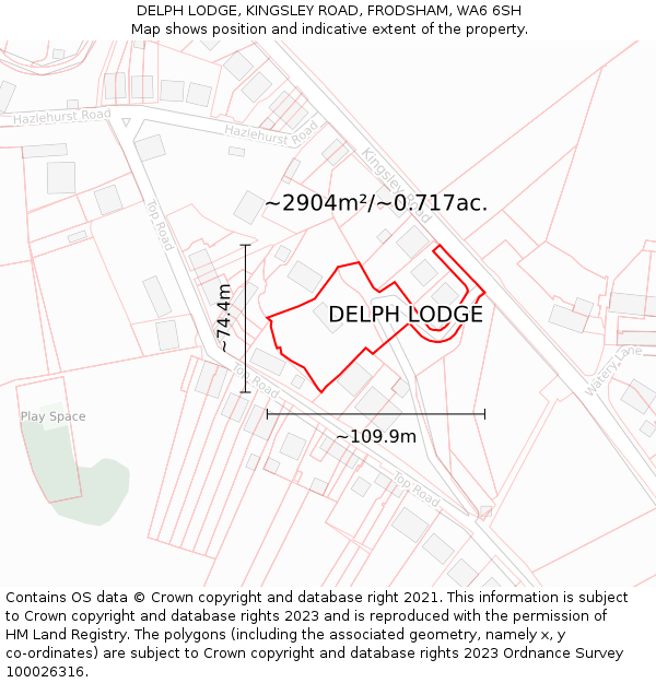 DELPH LODGE, KINGSLEY ROAD, FRODSHAM, WA6 6SH: Plot and title map