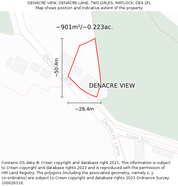 DENACRE VIEW, DENACRE LANE, TWO DALES, MATLOCK, DE4 2FL: Plot and title map