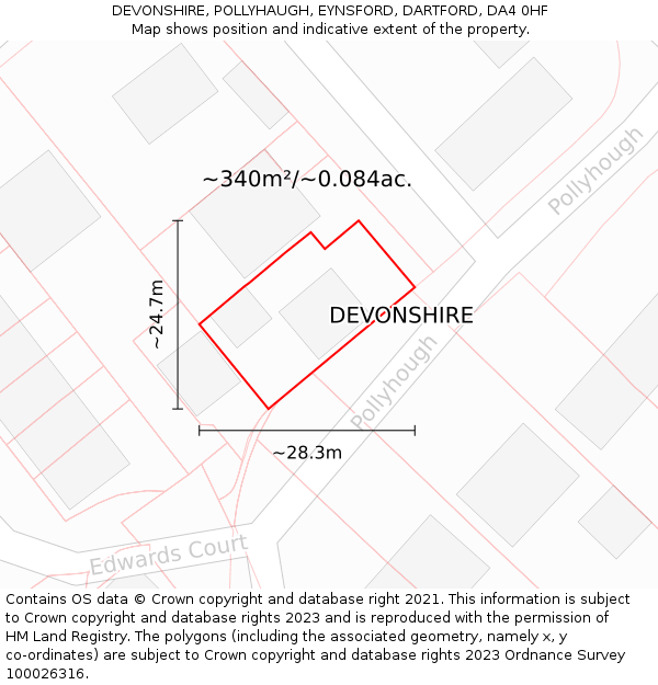 DEVONSHIRE, POLLYHAUGH, EYNSFORD, DARTFORD, DA4 0HF: Plot and title map