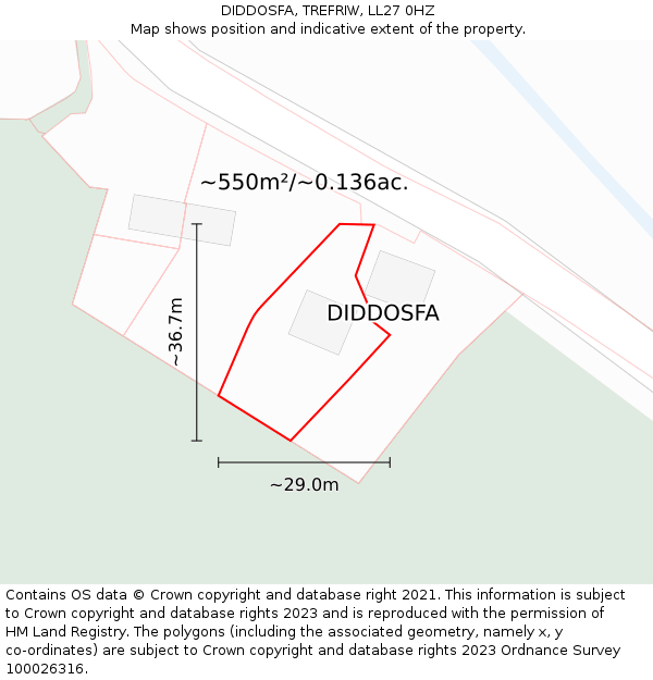 DIDDOSFA, TREFRIW, LL27 0HZ: Plot and title map