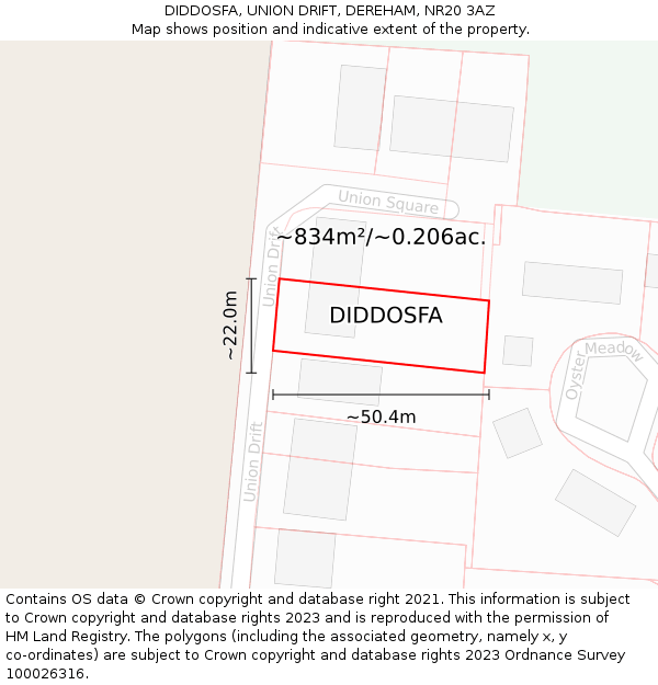 DIDDOSFA, UNION DRIFT, DEREHAM, NR20 3AZ: Plot and title map