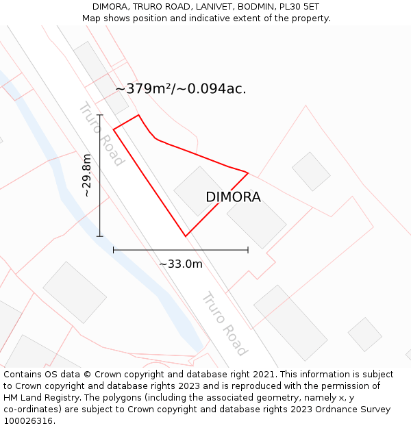 DIMORA, TRURO ROAD, LANIVET, BODMIN, PL30 5ET: Plot and title map
