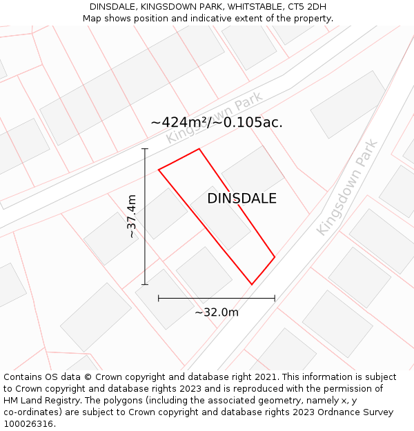 DINSDALE, KINGSDOWN PARK, WHITSTABLE, CT5 2DH: Plot and title map