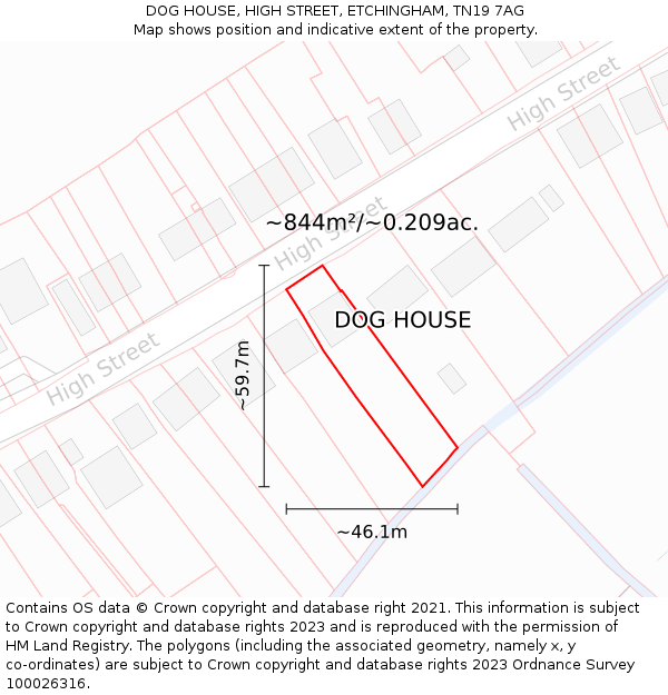 DOG HOUSE, HIGH STREET, ETCHINGHAM, TN19 7AG: Plot and title map