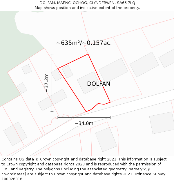 DOLFAN, MAENCLOCHOG, CLYNDERWEN, SA66 7LQ: Plot and title map