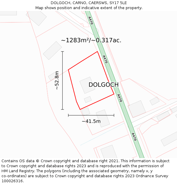 DOLGOCH, CARNO, CAERSWS, SY17 5LE: Plot and title map