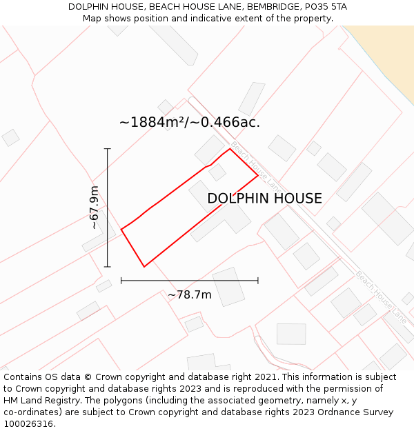 DOLPHIN HOUSE, BEACH HOUSE LANE, BEMBRIDGE, PO35 5TA: Plot and title map