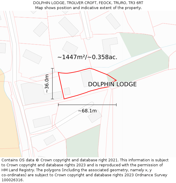 DOLPHIN LODGE, TROLVER CROFT, FEOCK, TRURO, TR3 6RT: Plot and title map