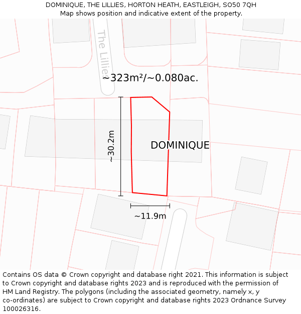 DOMINIQUE, THE LILLIES, HORTON HEATH, EASTLEIGH, SO50 7QH: Plot and title map