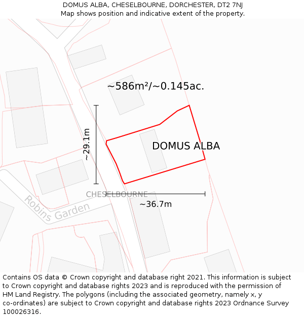 DOMUS ALBA, CHESELBOURNE, DORCHESTER, DT2 7NJ: Plot and title map