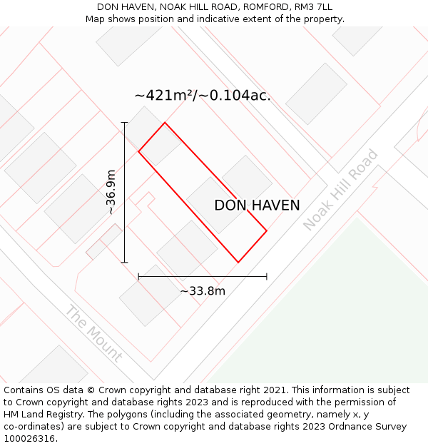 DON HAVEN, NOAK HILL ROAD, ROMFORD, RM3 7LL: Plot and title map