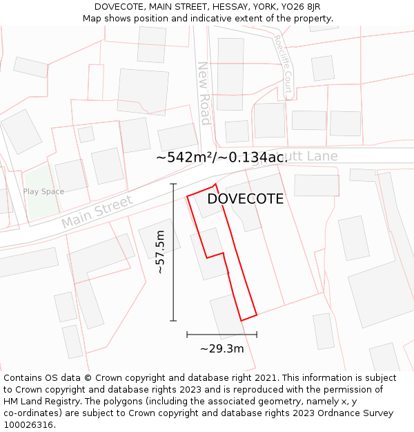 DOVECOTE, MAIN STREET, HESSAY, YORK, YO26 8JR: Plot and title map