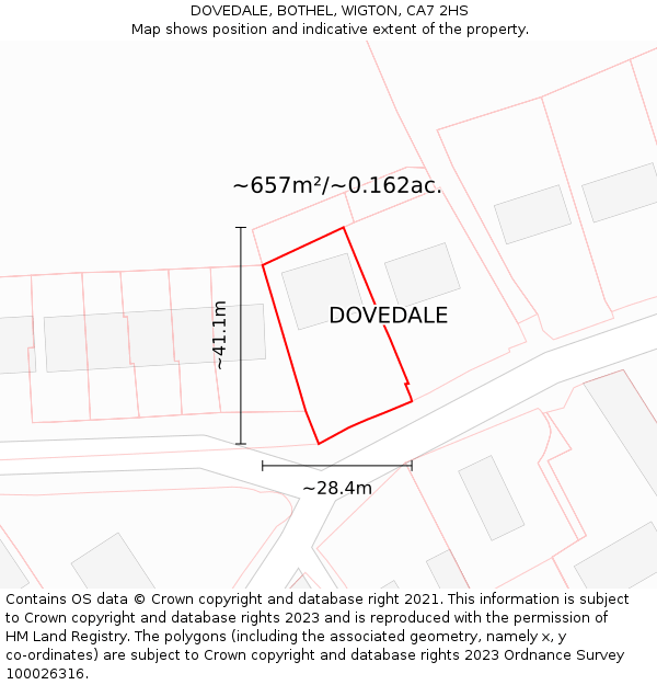 DOVEDALE, BOTHEL, WIGTON, CA7 2HS: Plot and title map